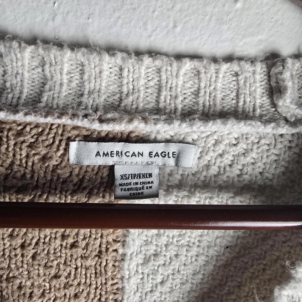 American Eagle Beige Cropped Patchwork Cardigan S… - image 7
